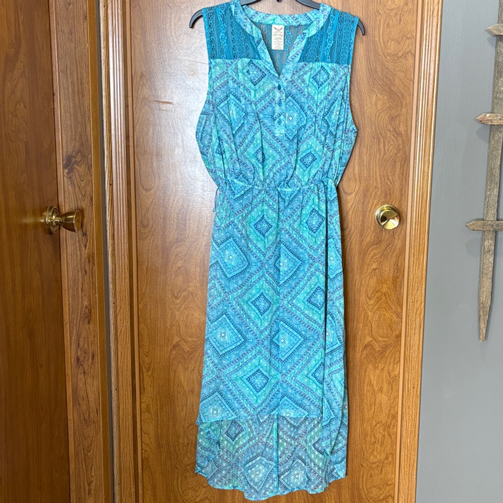 Faded Glory Blue Patterned Dress
